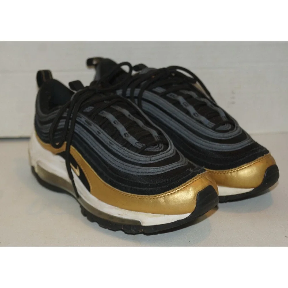 Nike Air Max 97 GS Black Metallic Gold Size 5.5Y (921522-014)